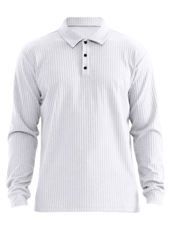 New Men's Long Sleeve T-Shirt Long Sleeve Lapel Polo Shirt