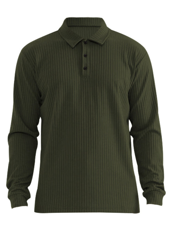 New Men's Long Sleeve T-Shirt Long Sleeve Lapel Polo Shirt