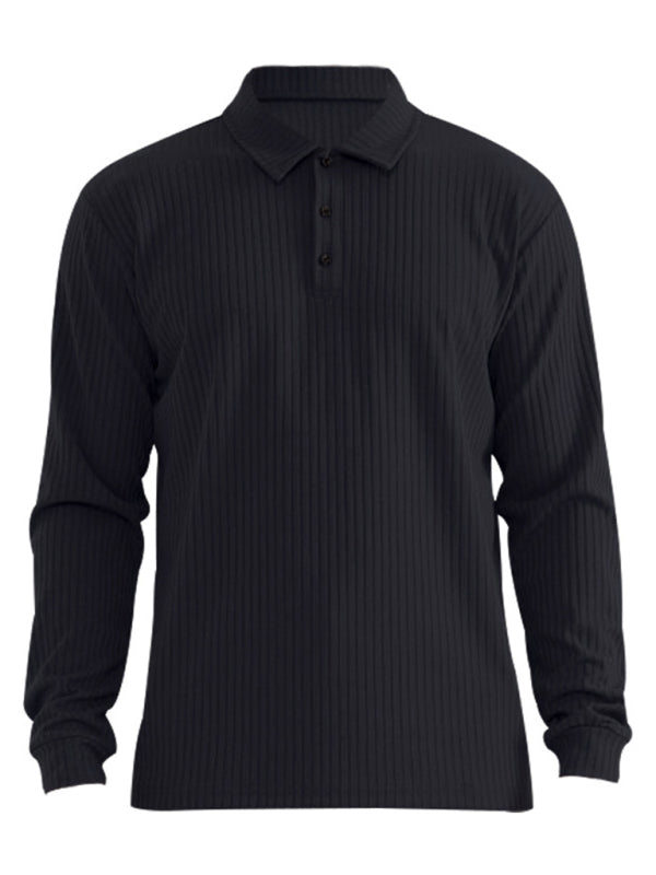 New Men's Long Sleeve T-Shirt Long Sleeve Lapel Polo Shirt