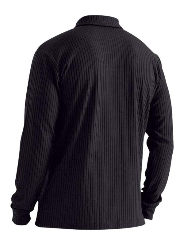 New Men's Long Sleeve T-Shirt Long Sleeve Lapel Polo Shirt