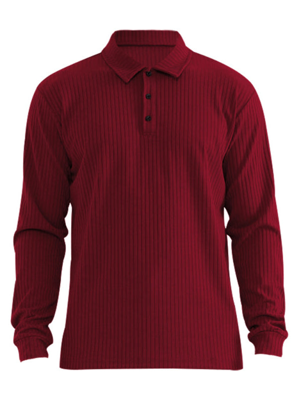 New Men's Long Sleeve T-Shirt Long Sleeve Lapel Polo Shirt