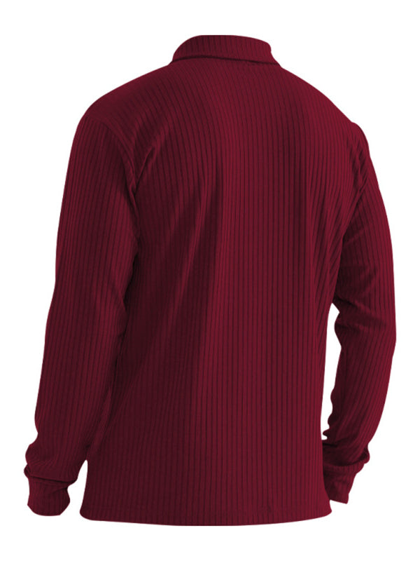 New Men's Long Sleeve T-Shirt Long Sleeve Lapel Polo Shirt