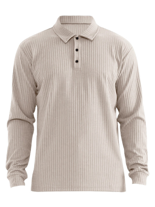 New Men's Long Sleeve T-Shirt Long Sleeve Lapel Polo Shirt