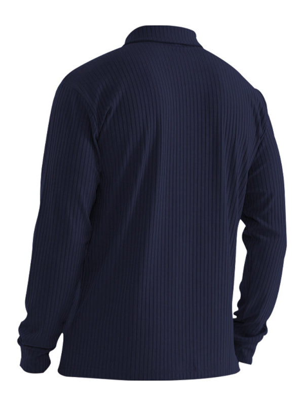 New Men's Long Sleeve T-Shirt Long Sleeve Lapel Polo Shirt