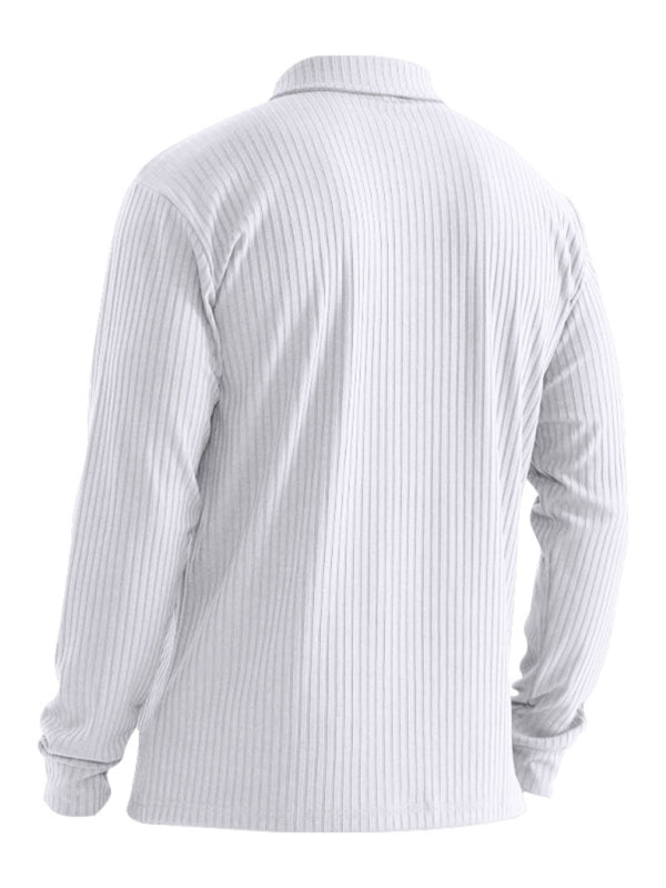 New Men's Long Sleeve T-Shirt Long Sleeve Lapel Polo Shirt