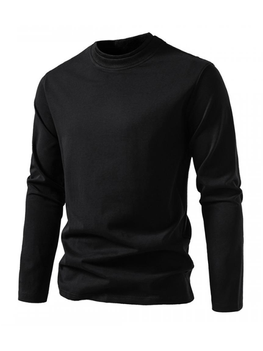 Double-layer half-collar design long-sleeved T-shirt casual men's bottom shirt